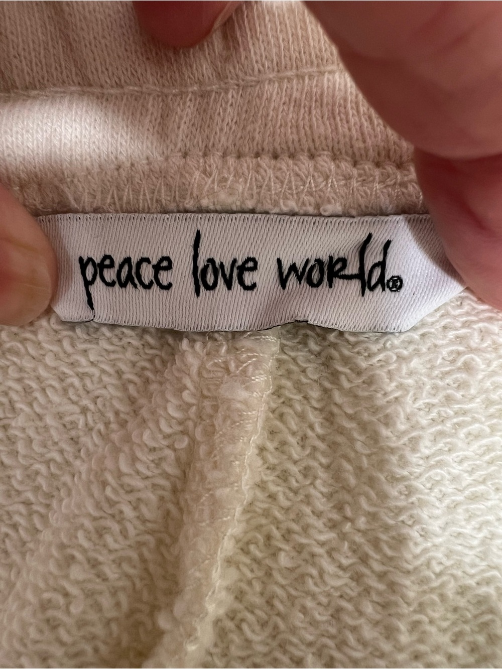 Peace Love World Cream Ankle Pant French Terry Fabric and Crochet Pocket Details - Picture 3 of 5